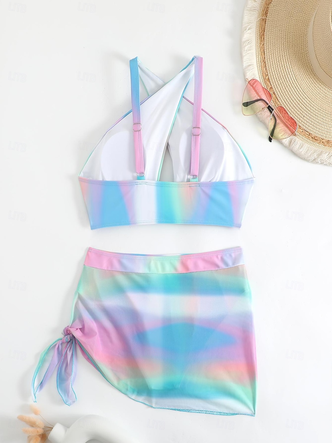 Női Fürdőruha Bikini 2 darab Merész Fürdőruha Push up Kötött Szabadság Tropikus Virágos Színes Kötőfék nyaka Ujjatlan Fürdőruhák 2025 - $24.99 –P2