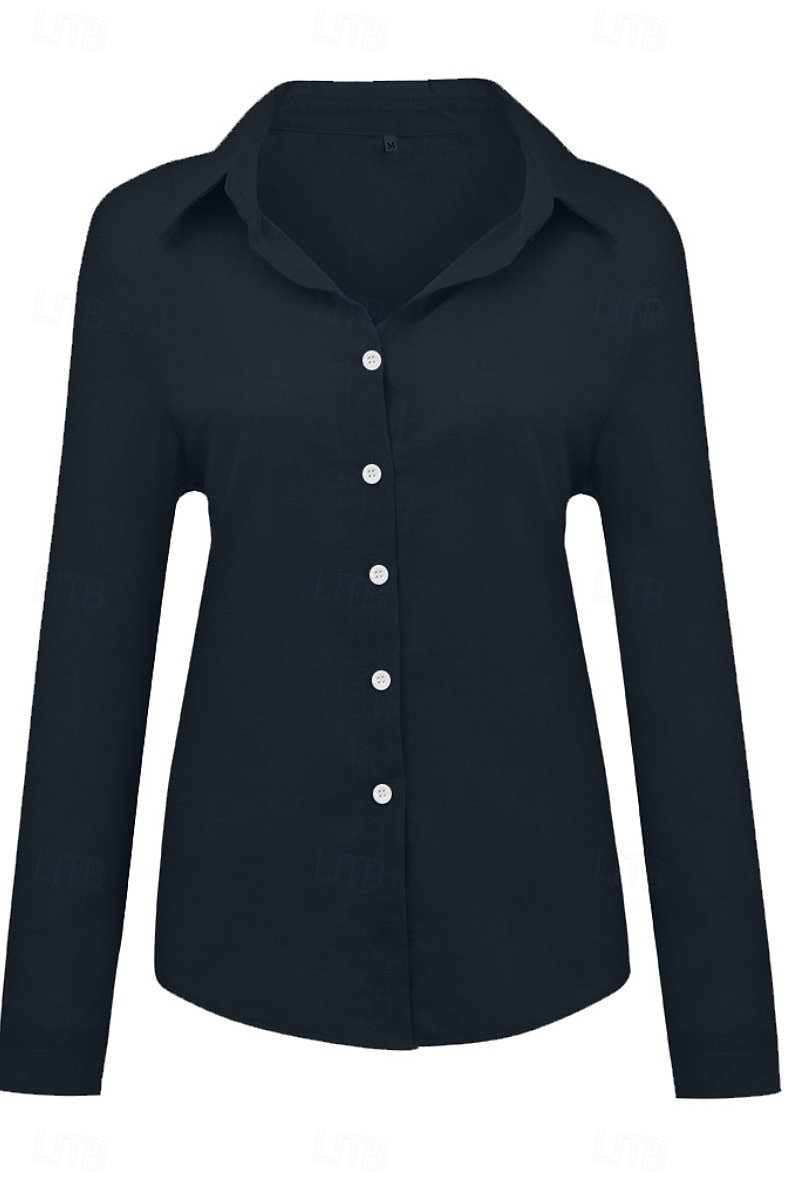 Femmes Chemise Chemises en coton et lin Boutonner Chemisier Uni Moderne Occasionnel manche longue Col de chemise Hauts Réguliers Quotidien Fête Sortir Boutons Noir Blanche Jaune Rose Claire Été de 2025 ? $21.99 –P6