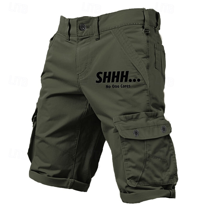 Men's Letter Printed Funny Cargo Shorts Work Shorts Mid Waist Classic Casual Outdoor Camping & Hiking Multiple Pockets Designer Clothing Apparel 2025 - $30.99 –P5