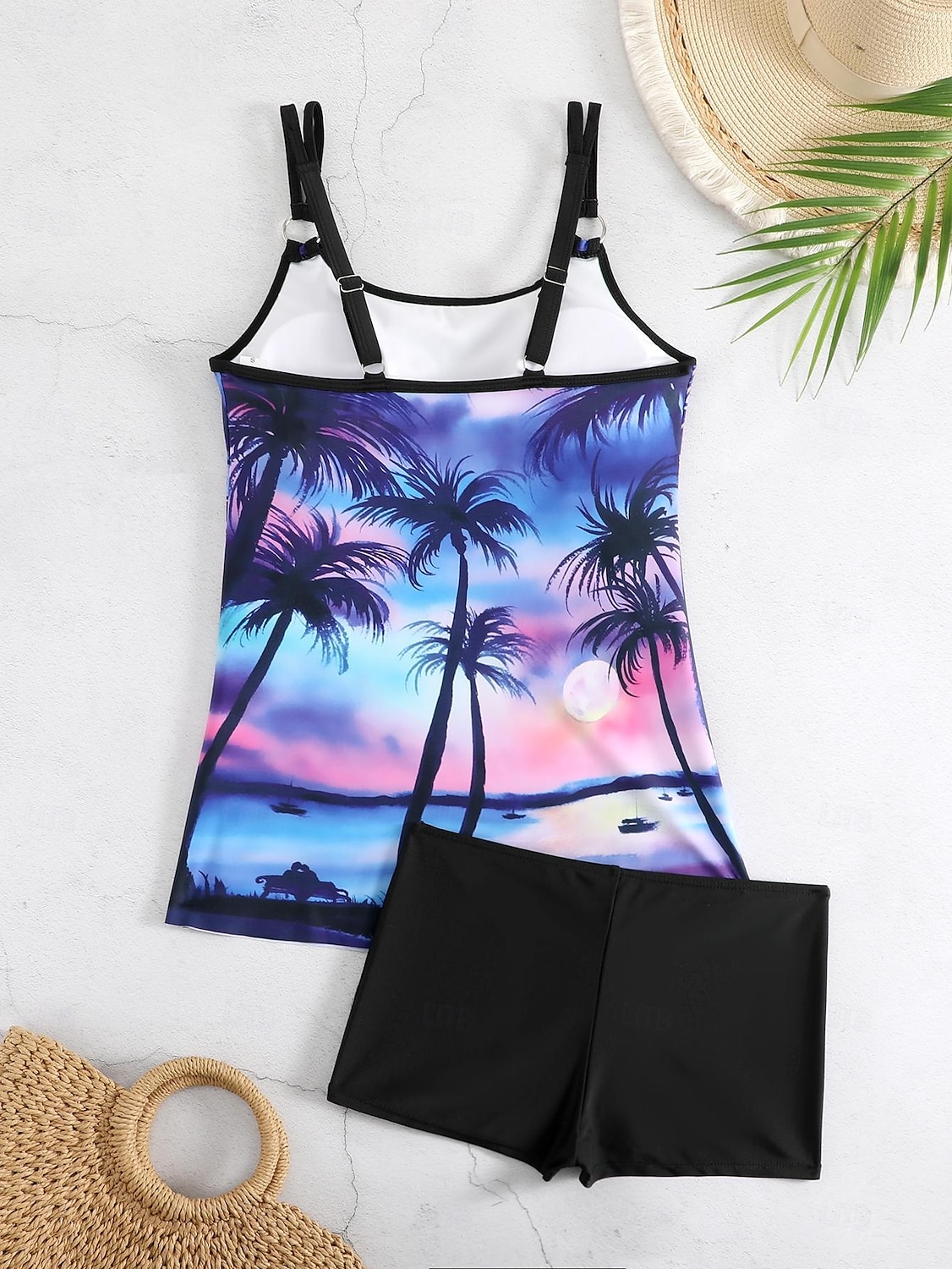 Dam Plusstorlekar Badkläder Tankini 2 st Längre baddräkt Pojkeben Baddräkt Hög midja Stickat Stylish Sportig Paisley Genomskinlig Rund hals Ärmlös Baddräkter 2025 - $24.99 –P14