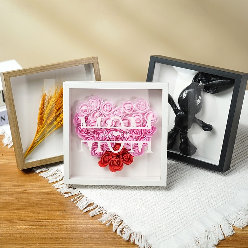 Mom Flower Shadow Box for Mother's Day Heart Shaped Monogram Flower Shadow Box for Wife for Daughter Son Flower Memory Gifts for Grandma 2025 - $11.49 –P2