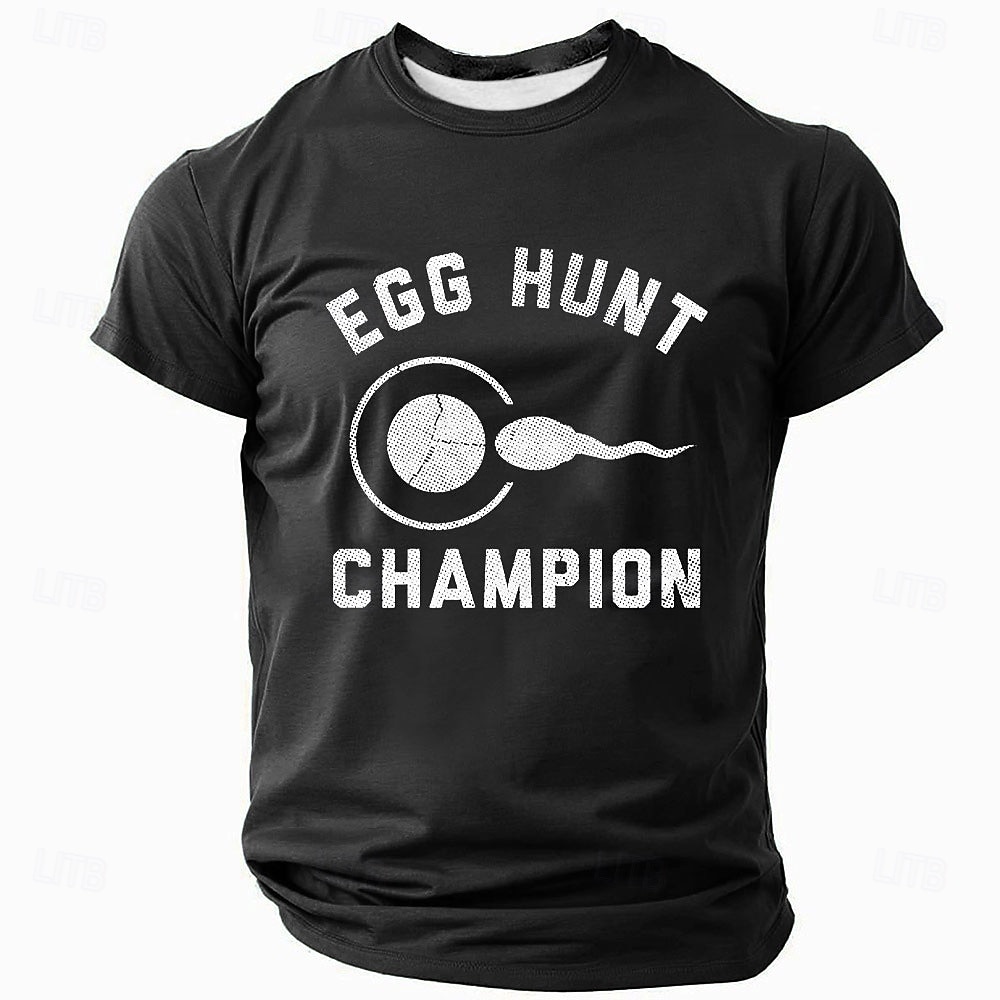 2025年 男性用面白いエッグハントチャンピオングラフィックTシャツ - 受胎ユーモア精子と卵のTシャツ  コレクション – $17.99 –P4