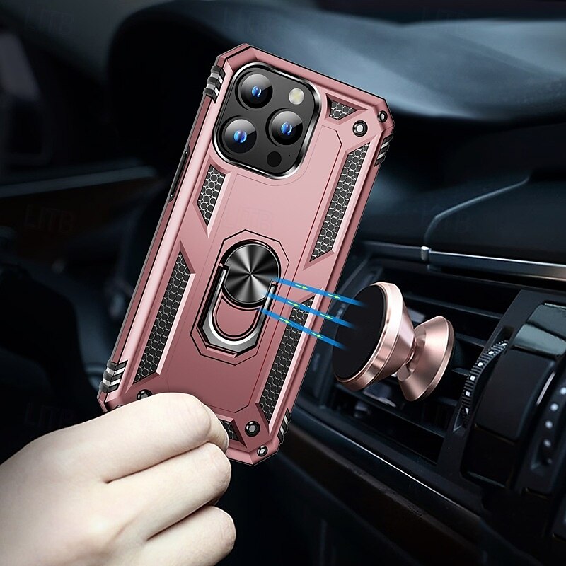 Funda para iPhone 16 Pro Max Plus iPhone 15 Pro Max Plus iPhone 14 13 12 11 Pro Max Plus Carcasa trasera con soporte magnético antichoque retro TPU PC 2025 - $17.99 –P3