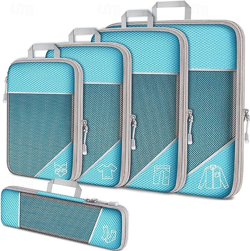 Compression Travel Packing Cubes Set for Luggage Storage and Backpack Organizer, Expandable Mesh Travel Bags, 5-Piece Set for Space Saving and Organizing Clothes 2025 - $14.49 –P8