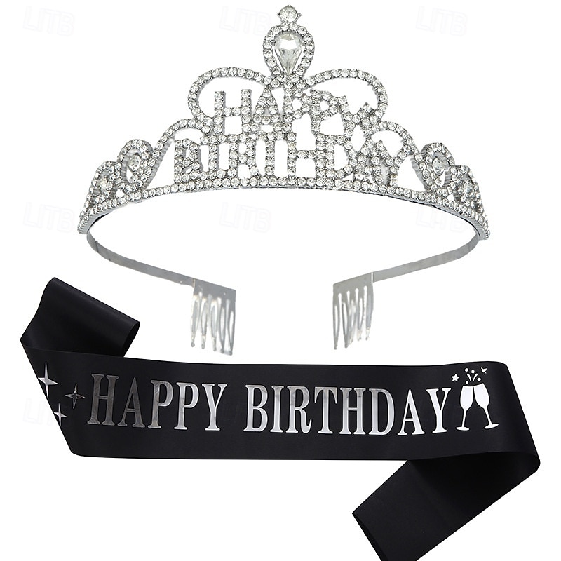 Birthday Party Girl and Women Elegant Decorations 2-Piece Set Headband and Sash with 'Happy Birthday' - Available in Multiple Color Combo 2025 - $10.99 –P9