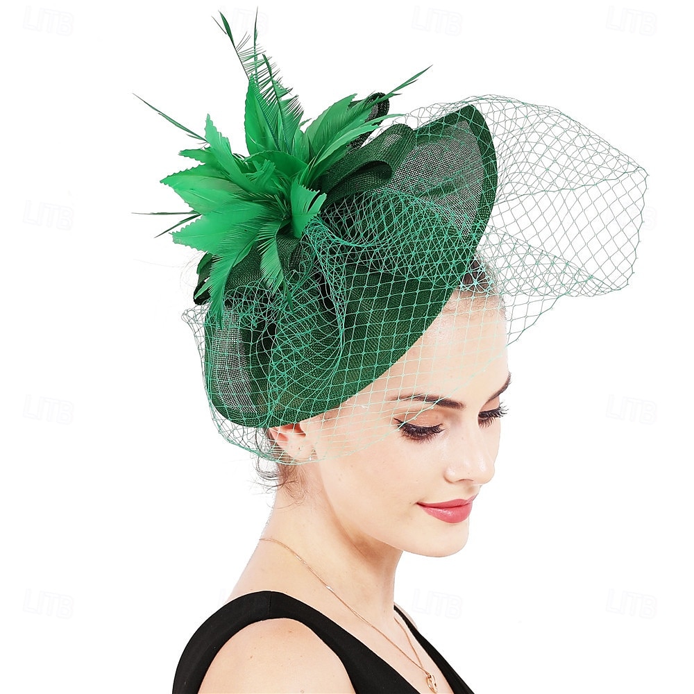 Kopfstück Federn Sinamay Hochzeit Abendgesellschaft Elegant Hochzeit Mit Feder Kopfschmuck Kopfbedeckung 2025 - $20.99 –P6