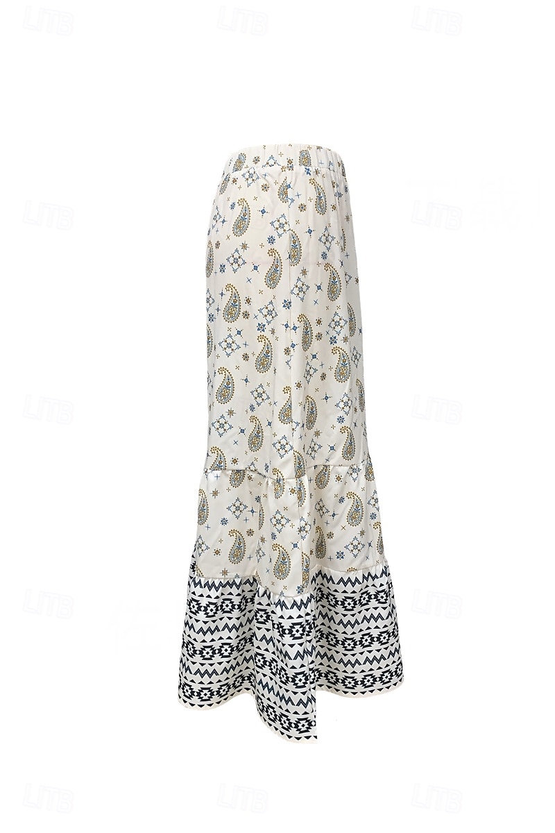 Damen Rock Mode Boho Maxi Mittlere Hüfthöhe Röcke Blumen Druck Mikroelastisch Straße Ausgehen Rote Sommer Polyester 2025 - $21.99 –P3