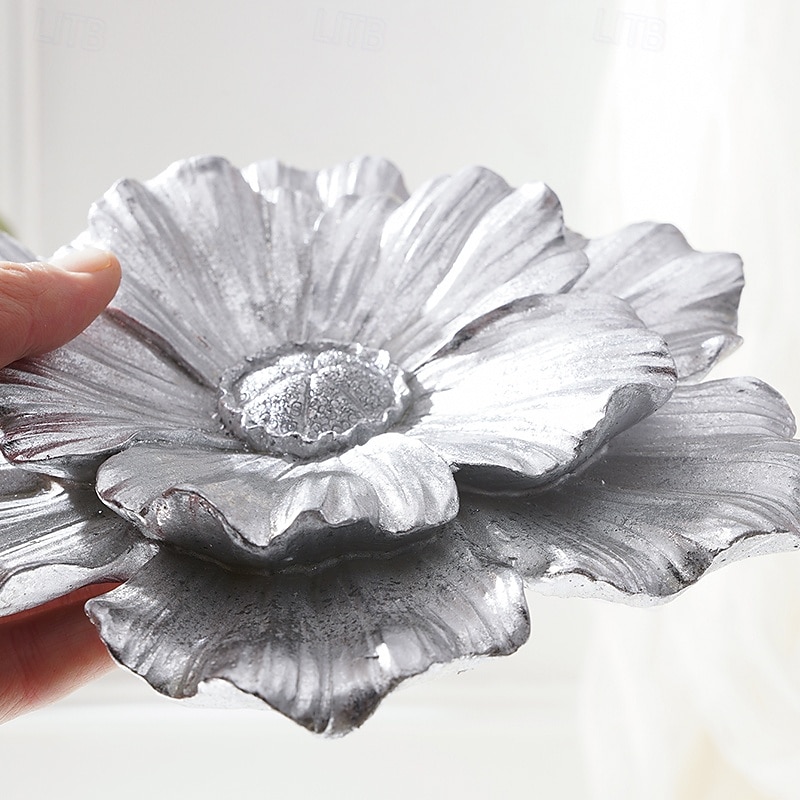 Vintage Large Flower Wall Decor, Gold Silver White Resin Wall Hanging, 3D Floral Wall Art for Home, Living Room, Bedroom Decoration 2025 - $20.99 –P11