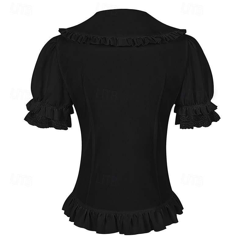 Retro Rokoko Renesanční Halenka / košile Krajka Mašle Pevná barva Dámské Pirát Královský Steampunk Plesová maškaráda Běžné / Denní Dospělé Halenka 2025 - $27.99 –P14