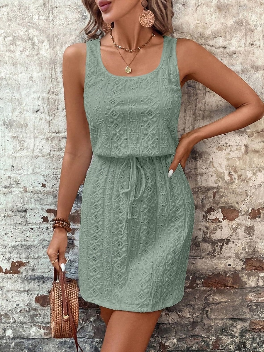 Damen Minikleid A Linie Kleid Sommerkleid Lässig Täglich Normale Passform Einfach Ärmellos U-Ausschnitt Blau Schwarz Weiß Königliches Blau Sommer Frühling 2026 - $32.99 –P8