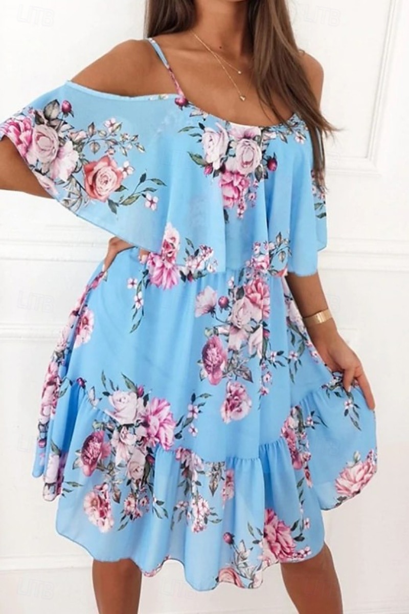 Naisten Mini mekko Valmistujaismekko Kukka mekko Painatus mekko Moderni valmistuminen Bile Viikonloppu Normaali Kukka Lyhythihainen Spagettiolkaimet Musta Valkoinen Keltainen Punastuvan 2025 - $21.99 –P5