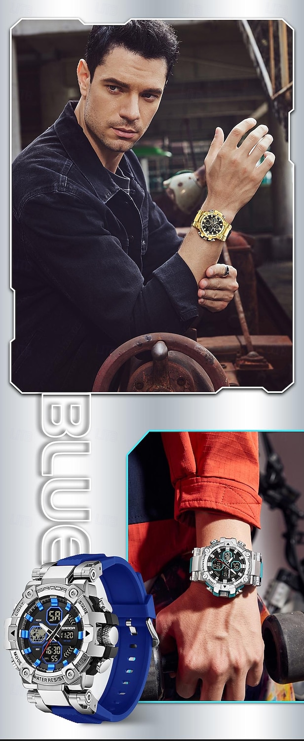 SANDA Men Digital Watch Large Dial Outdoor Sports Fashion Luminous Alarm Clock Calendar Chronograph Silicone Watch 2026 - $38.99 –P16