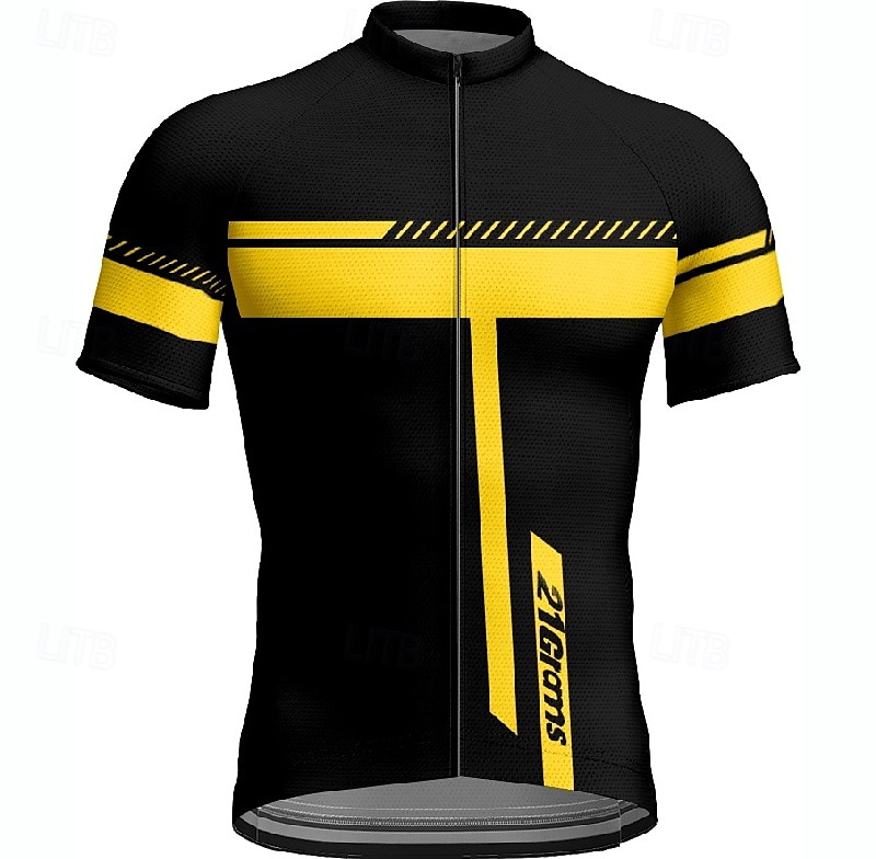 Voor heren Wielrenshirt Korte mouw Fietsen T-shirt Shirt met 3 achterzakken Bergracen Ademend Sneldrogend Anatomisch ontwerp Lampenkatoen Geel Rood Blauw Sport Kleding 2025 - $25.99 –P1