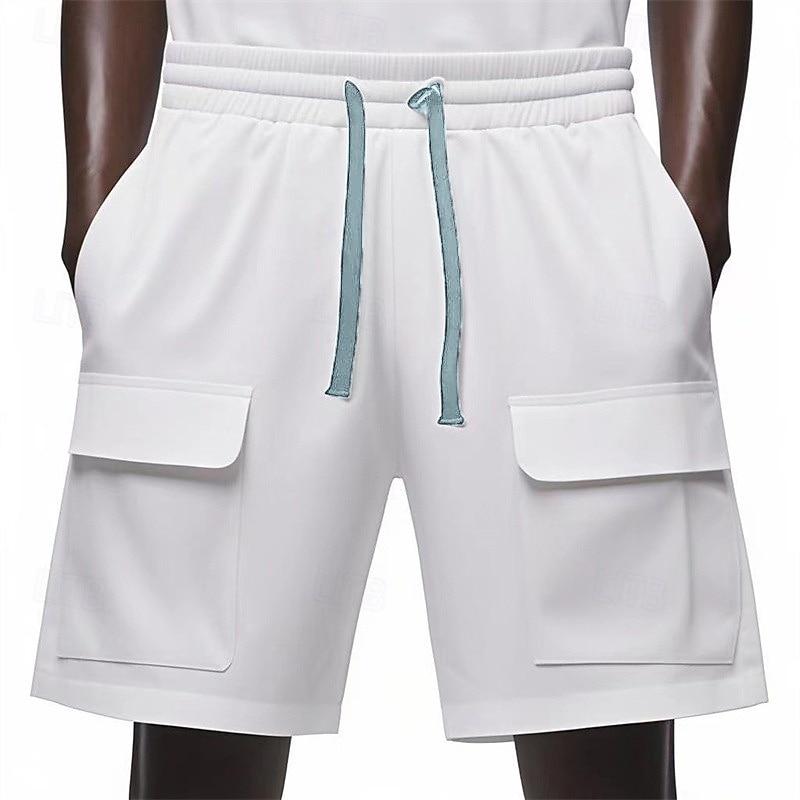 Homme Shorts cargo Shorts d'été Bermuda Short décontracté Cordon de serrage Multi-poches Jambe Droite Uni Respirant Évacuation de l'Humidité Longueur Genou Extérieur Occasionnel Course Mode Streetwear de 2025 ? $21.99 –P7