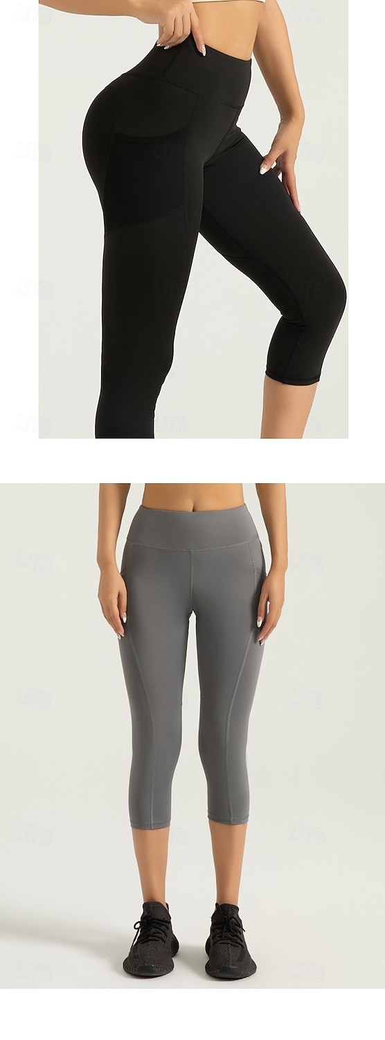 Women's Gym Shorts Yoga Shorts Workout Shorts Side Pockets Butt Lift Tummy Control High Waist Pilates Gym Workout Workout Capri Leggings Solid Color Dark Pink Black Pink Spandex Sports Activewear 2026 - $25.99 –P12