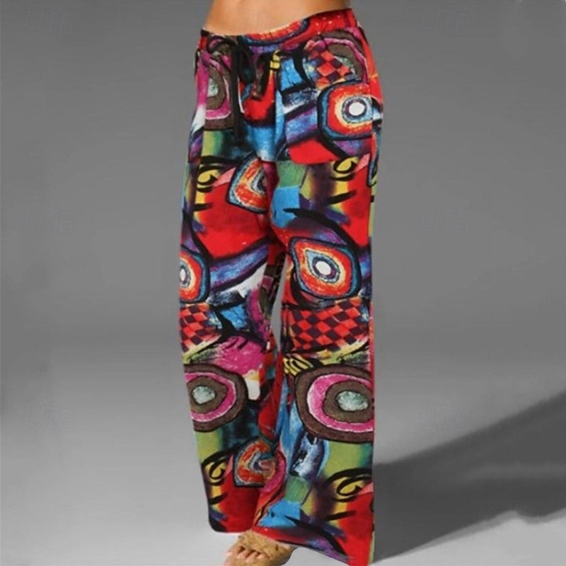 Femmes Jambe large Pantalon en coton et lin Pantalons Occasionnel Longueur complète Naturel Fleuri Impression Confortable Extérieur Tenue quotidienne Sortir Magenta Vin Noir Vert Été Coupe régulière de 2025 ? $16.99 –P4