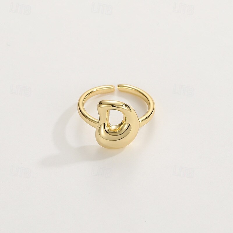 anello con lettera personalizzata, regalo per la mamma, anello con alfabeto regolabile placcato oro 18k, finitura liscia, anello iniziale a fascia aperta, gioielli eleganti per le donne del 2025 a $4.99 –P29