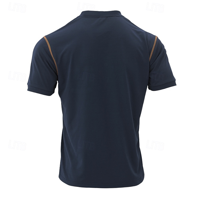 Per uomo Camicia da golf Golf Polo da golf Ufficio Informale Colletto alla coreana Manica corta Essenziale Moderno Color Block Collage Bottoni Estate Primavera Standard Nero Bianco Vino Blu marino del 2026 a $17.99 –P8
