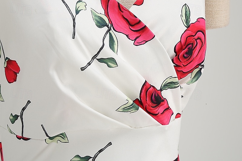 Lata 50. Retro / vintage Rockabilly Do kolan Sukienka kopertowa Sukienka huśtawka Rozkloszowana sukienka Normalny Krótki kimonowy Kwiaty Obcisła i rozszerzona Huśtawka wisząca W serek Strój na bal 2026 - $32.99 –P6
