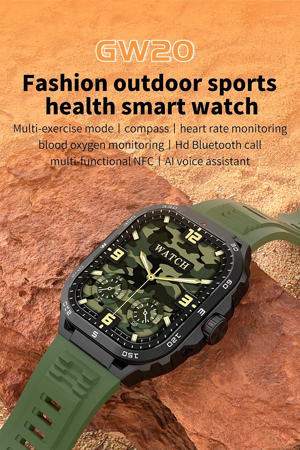 696 GW20 Εξυπνο ρολόι 2.1 inch Έξυπνο ρολόι Bluetooth ΗΚΓ + PPG Βηματόμετρο Υπενθύμιση Κλήσης Συμβατό με Android iOS Γυναικεία Άντρες Κλήσεις Hands-Free Υπενθύμιση Μηνύματος IP 67 Θήκη ρολογιού 41mm 2025 - $42.99 –P1
