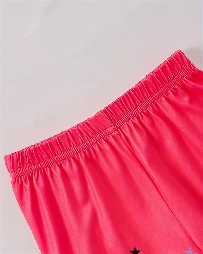 Tyttöjen 3D Yksisarvinen Pyjama-setit Tee & Pants Pyjama-setit Lyhythihainen 3D-tulostus Kesä Kevät Aktiivinen Perus Lapset 4 vuotta + Tiukka pyöreä kaula-aukko Koti Päivittäin Normaali 2025 - $17.99 –P4