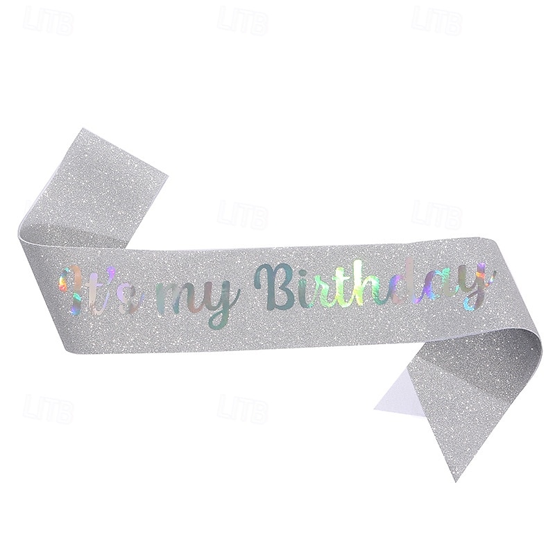 fascia per festa di compleanno in tessuto elastico glitterato, fascia "è il mio compleanno", cintura scintillante per feste per decorazioni per feste di compleanno per bambine del 2025 a $4.99 –P6