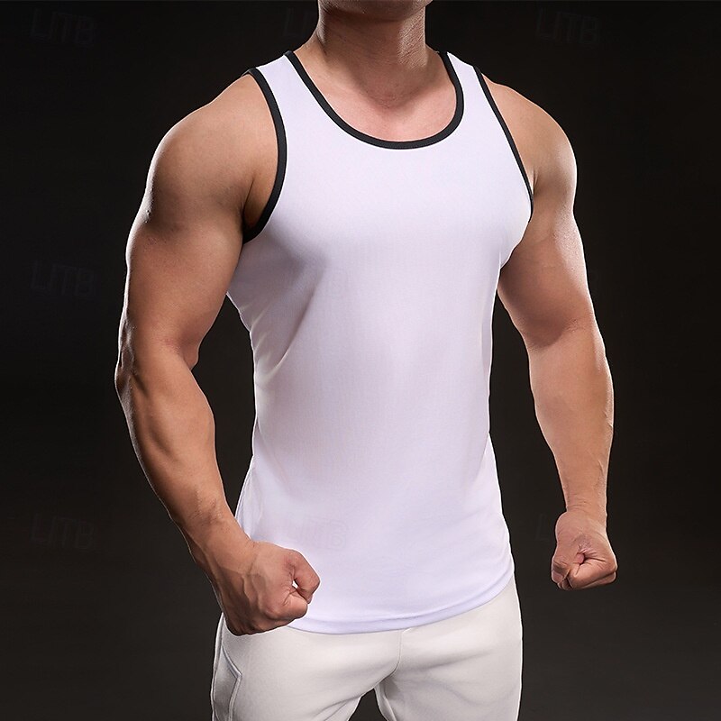 Herre Singleter Vest topp Underskjorte Ermeløs skjorte Ermeløs Crewneck Vår Fargeblokk Mote Designer Feriereise Gate Ut på byen Svart Hvit Gul Topp T-skjorte for menn 2025 - $13.49 –P7