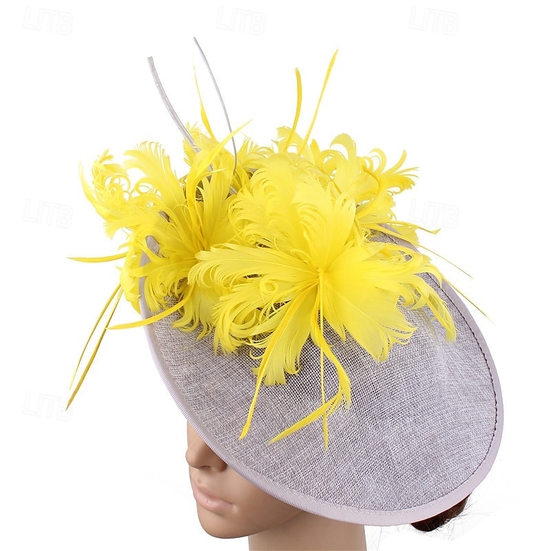 Palarie organza Nuntă Cursă de cai Epocă Cu Pene Diadema Articole Pentru Cap 2025 - $44.99 –P11