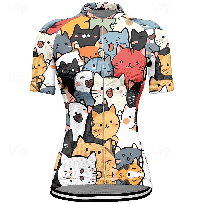 Mujer Maillot de Ciclismo Gato Manga Corta Bicicleta Camiseta Maillot con 3 bolsillos traseros MTB Bicicleta Montaña Secado rápido Diseño Anatómico Capilaridad Transpirable Deportes Negro Blanco 2026 - $23.99 –P9