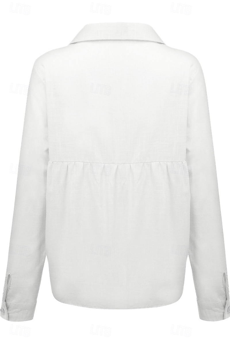 Femmes Chemise Chemises en coton et lin Boutonner Chemisier Uni Moderne Occasionnel manche longue Col de chemise Hauts Réguliers Quotidien Fête Sortir Boutons Noir Blanche Jaune Rose Claire Été de 2025 ? $21.99 –P4