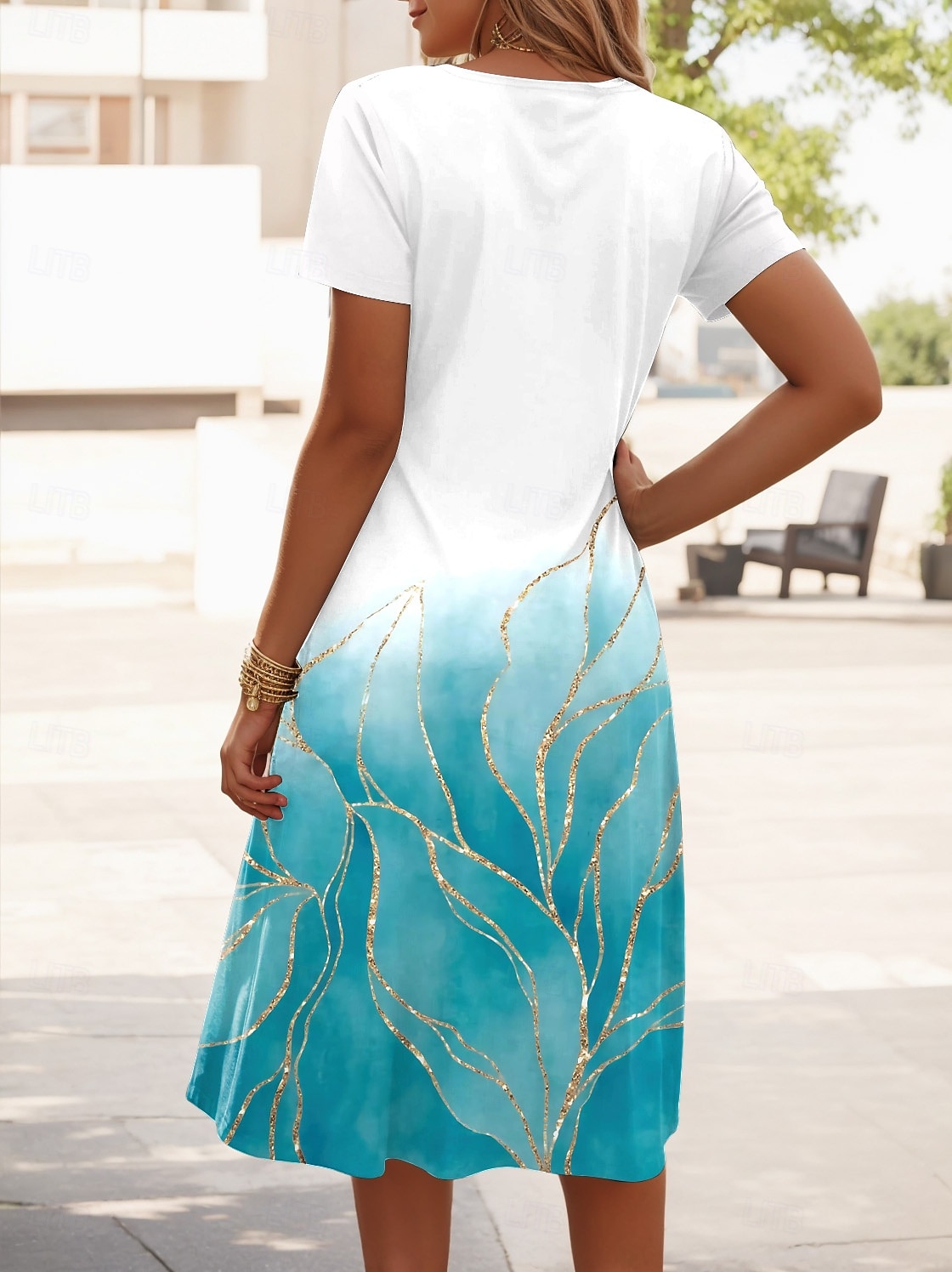 Damen Minikleid T-Shirt-Kleid A Linie Kleid Sommerkleid Urlaub Lässig Strand Täglich Date Ausgehen Normale Passform Ombre Blumen Grafik Kurzarm Rundhalsausschnitt Himmelblau Sommer Frühling 2025 - $23.99 –P2