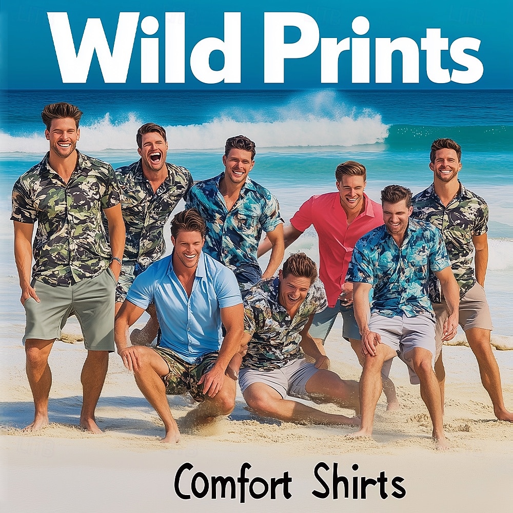 Per uomo Floreale Mimetico Veterani Camicia Maglietta informale Camicia con bottoni Manica corta Esercito Militray Esterno Da mare Abbigliamento di strada Estate Primavera Collo ripiegabile Stampa 3D del 2026 a $25.99 –P3