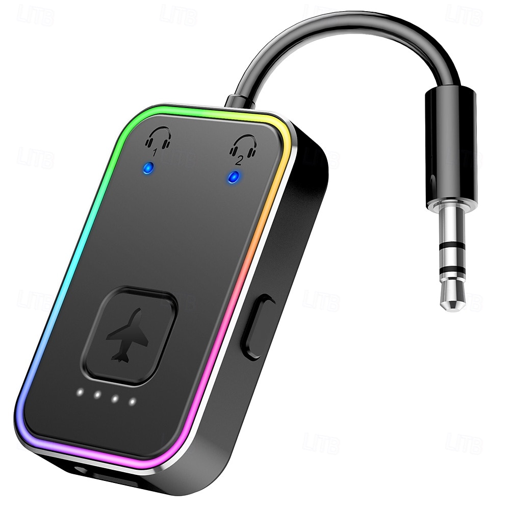 přenosný bluetooth vysílač lze spárovat se dvěma zařízeními současně. bluetooth 5.3 má dlouhou výdrž baterie a rgb cool osvětlení 2025 - $36.99 –P2