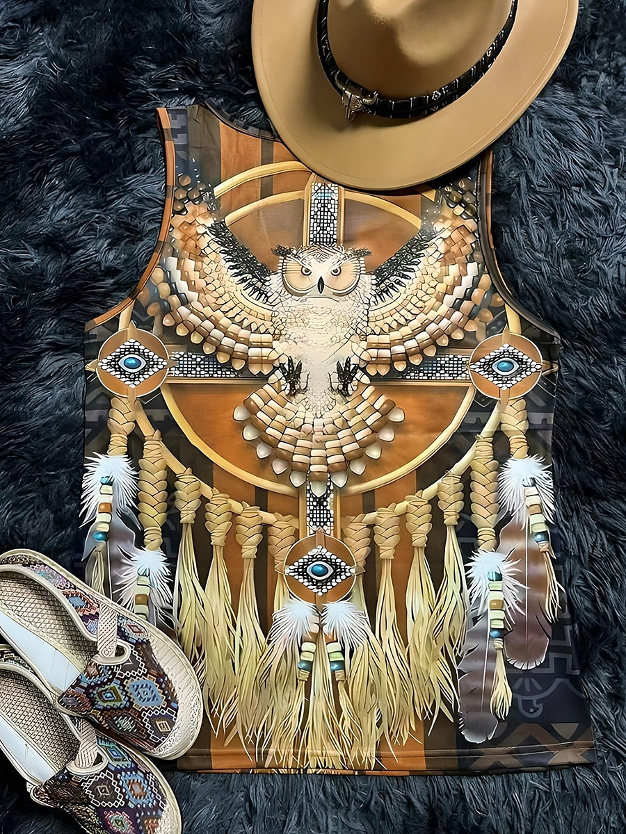 Camisola Regata Feminina Boho Regata Ocidental Regata Gráfica Animal Boêmia Vintage Casual Sem Mangas Decote U Tops Regulares Diários Férias Saindo Estampados Preto Caqui Cinza Verão de 2025 por $19.99 –P2