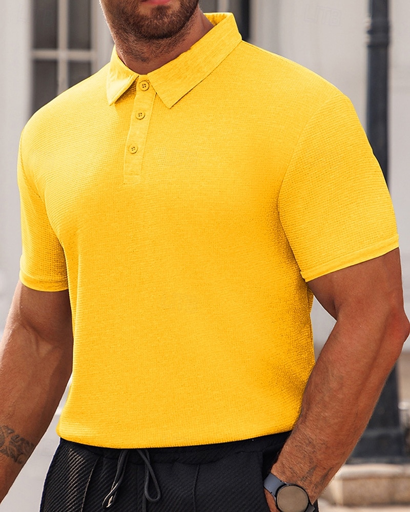 Herren Poloshirts zum Suchbegriff: "Waffel" Golfhemd Arbeit Casual Kargen Kurzarm Basic Modern Glatt Knopf Sommer Frühling Regular Fit Schwarz Weiß Gelb Rote Hellgrau Hellblau Poloshirts zum 2025 - $16.49 –P7
