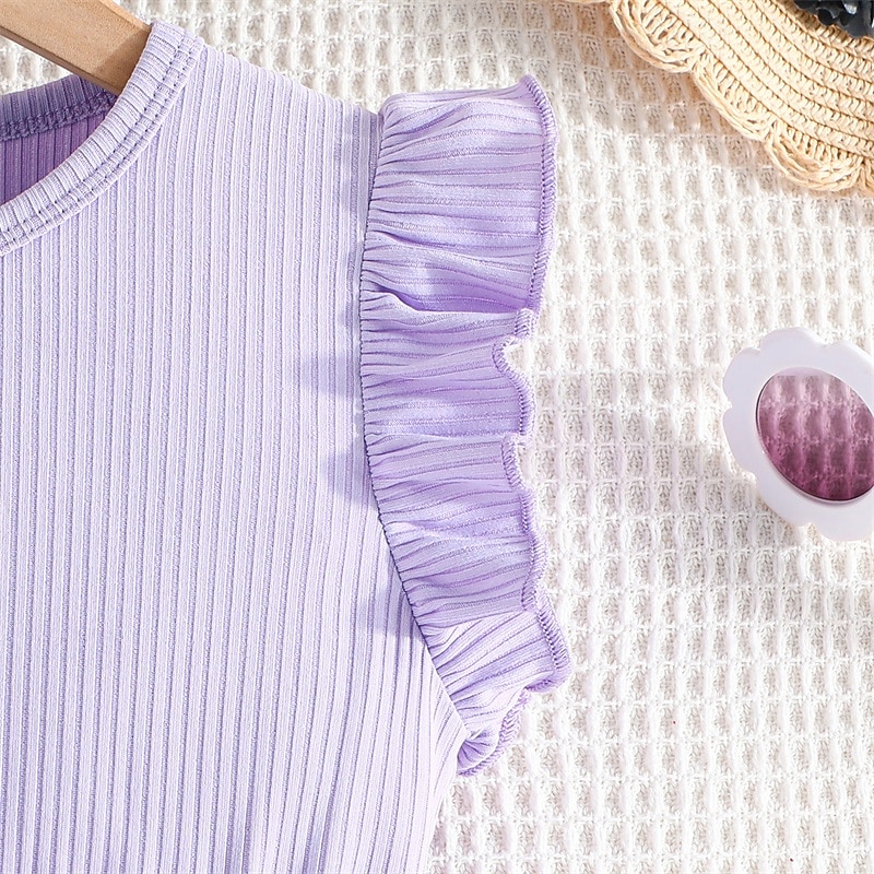 Barn Flickor Klänning Blommig klänning Blomma Ärmlös Utomhus Ledigt Volang Mode Dagligen Polyester Knälång Vardagsklänning A linjeklänning Sommar 4 år + Purpur Rosenröd 2025 - $18.49 –P5