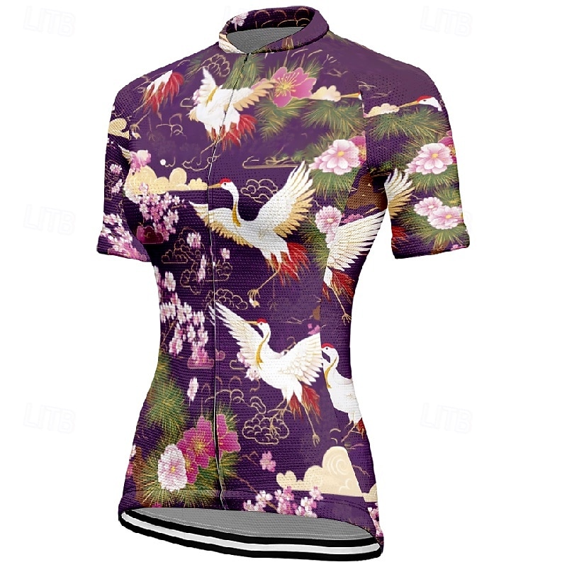 Női Biciklis ruházat Állat Virág Rövid ujjú Kerékpár Póló Dzsörzé 3 hátsó zsebbel Hegyi biciklizés Gyors szárítás Anatómiai tervezés Bélfonalszövet Légáteresztő Sport Fekete Piros Tengerészkék Ruházat 2026 - $23.99 –P15
