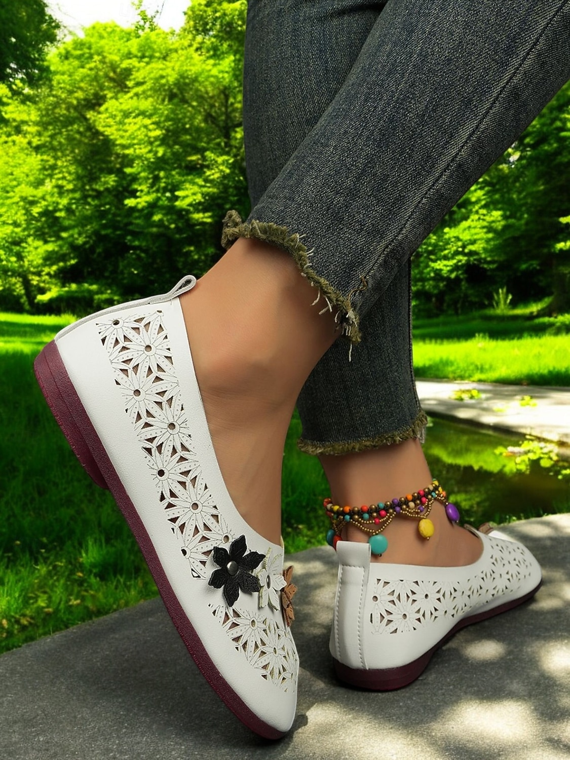 pantofi slip-on cu decupaj floral pentru femei - pantofi desculți respirabili și confortabili pentru ameliorarea bunionului și purtarea zilnică 2025 - $21.99 -P6