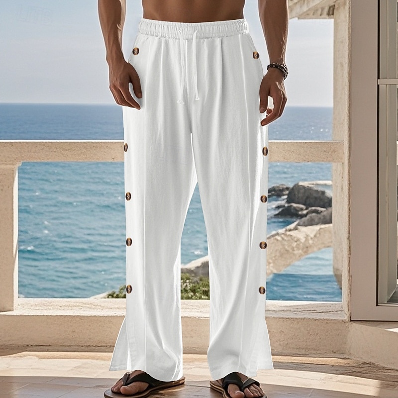 Retro Vintage Medieval Renaissance Straight Leg Pants Pirate Viking Button Down Solid Color Men's Viking Halloween Carnival Vacation Casual Daily LARP Adults' Pants 2025 - $23.99 –P12