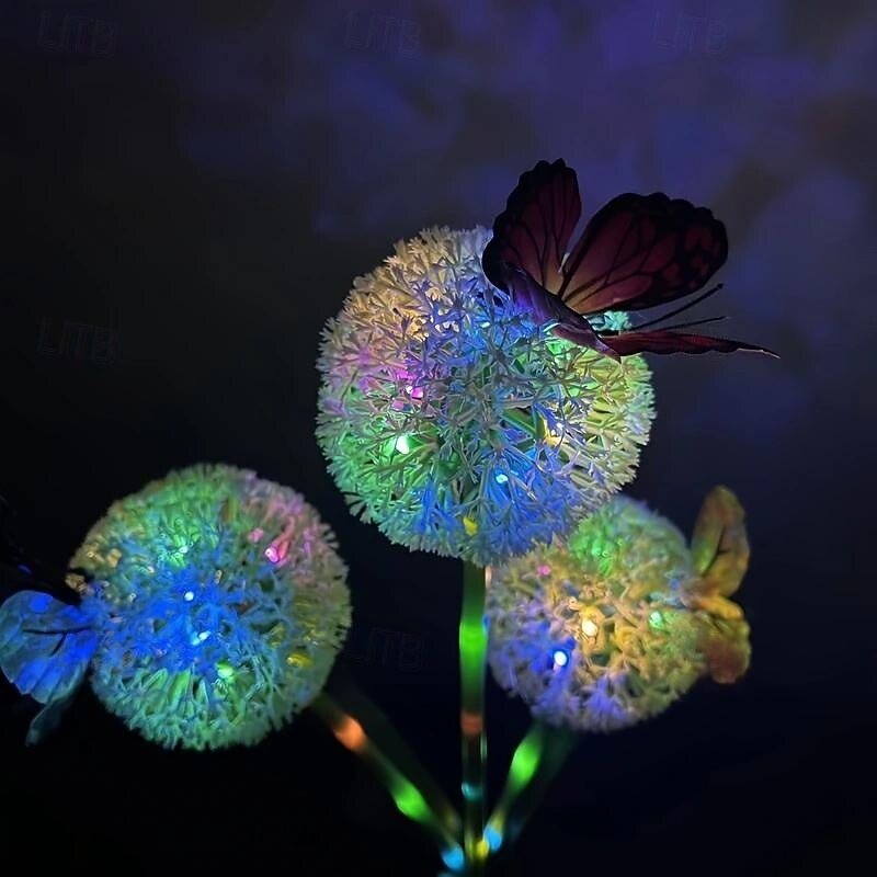 2 Pcs LED Outdoor Solar Lights 3 Head Simulated Dandelion Onion Butterfly Strip Light with Luminous Ground Insertion Patio Lights Courtyard Garden Park Path Lawn Wedding Party Festival Atmosphere 2025 - $34.99 –P4