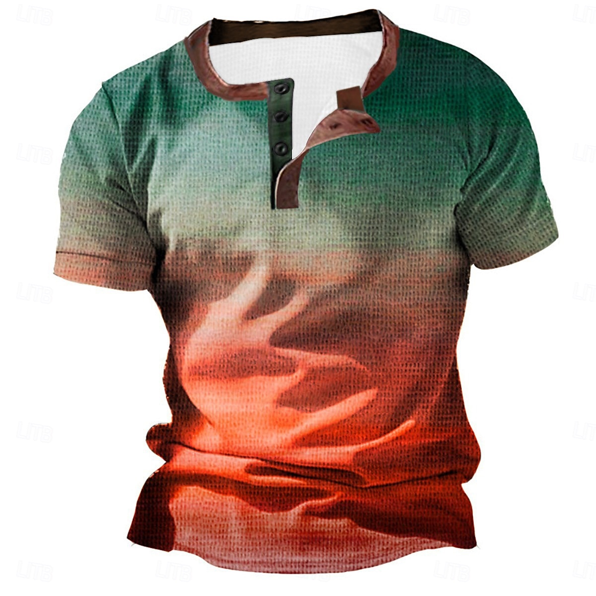Per uomo Gradiente Camicia Henley Waffle Maglietta Waffle Camicia d'epoca Manica corta Di tendenza Originale Essenziale Esterno Giornaliero Estate Giallo Rosso Blu Azzurro cielo Arancione Henley del 2025 a $21.99 –P1