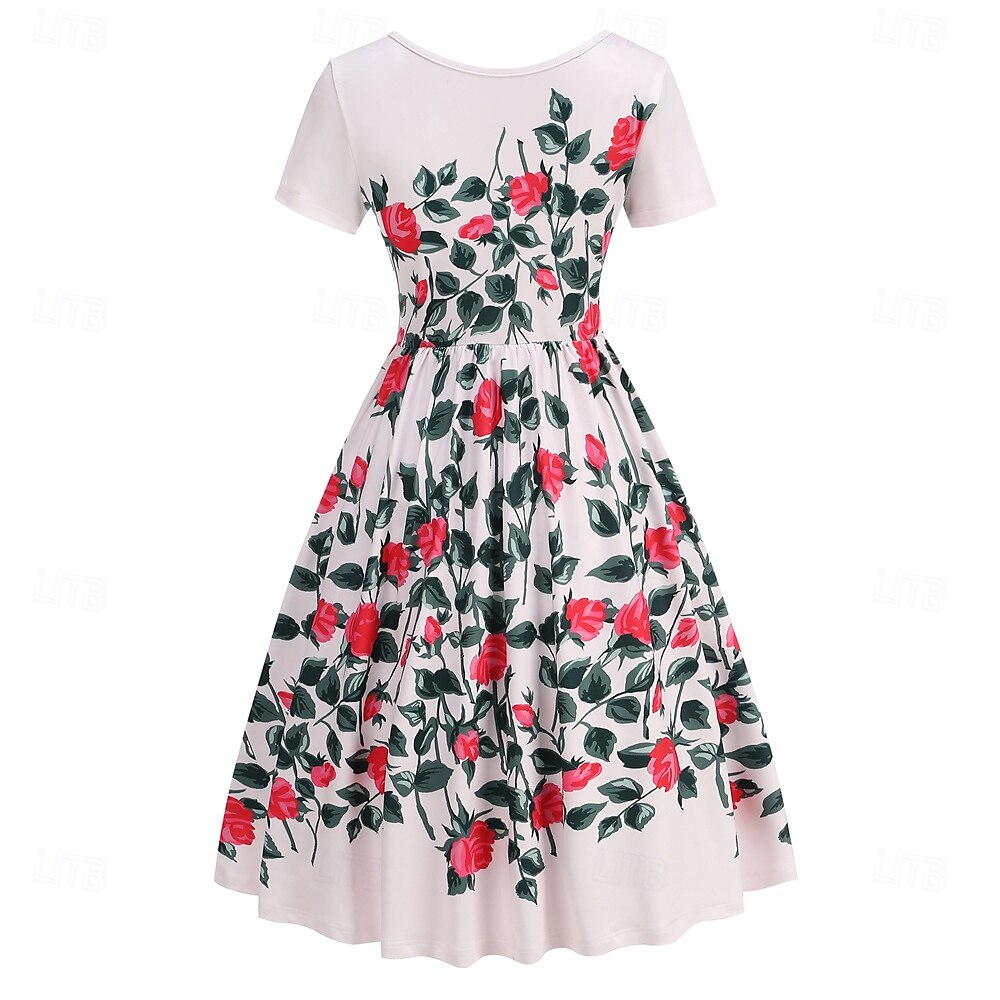 Retró 1950-es Rockabilly Ruhák Swing ruha Virágos Női Farsang Álarcos mulatság Hétköznapi viselet Felnőttek Ruha Hazatérő ruhák 2025 - $21.99 –P3