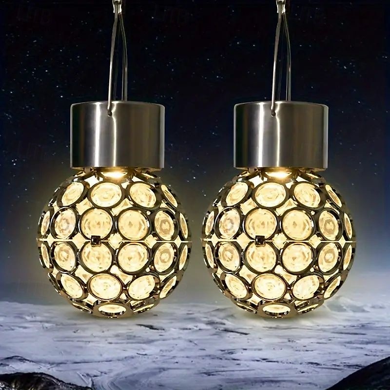 2 pezzi di luci esterne a LED solari, lampadari appesi, lanterne esterne impermeabili con luce che cambia colore per decorazioni per le feste in giardino, balcone, cortile del 2025 a $16.99 –P3