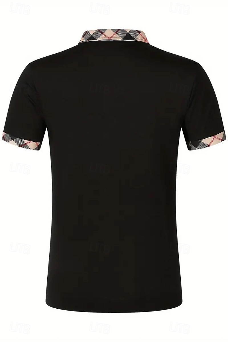 Men's Golf Shirt Golf Polos Shirts Formal Work Lapel Short Sleeve Modern Comfortable Color Block Patchwork Buttons Summer Spring Regular Fit Wine Apricot Black White Dark Navy Orange Golf Shirt 2025 - $19.99 –P14