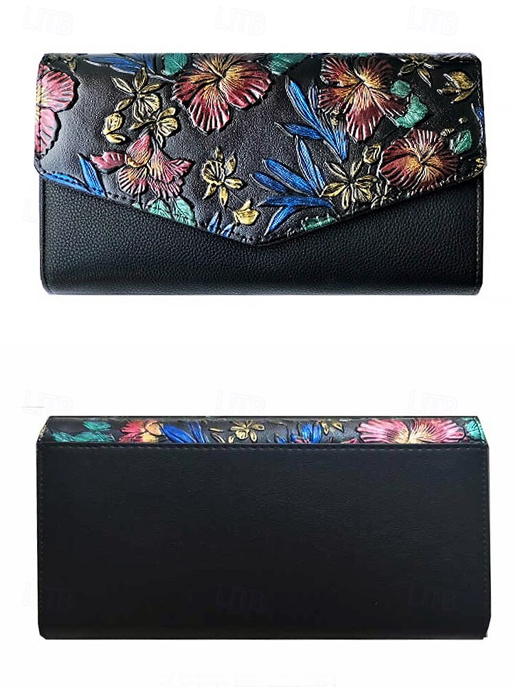 Women's Embossed Butterfly Floral Faux Leather Clutch - With Chain, Can Be Carried One Shoulder or Crossbody, Multi-compartment Zipper Pockets, Suitable for Daily Gatherings and Evening Party Events 2025 - $29.99 –P7