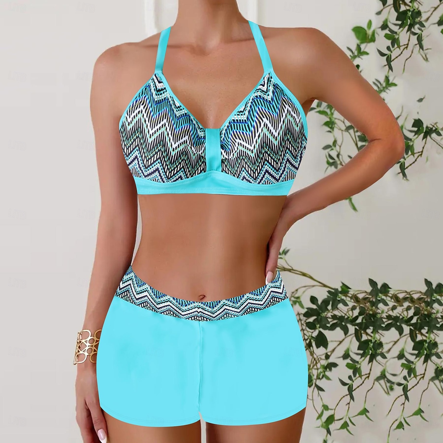 Damen Badeanzug Bikini Zweiteilig Monokini Freche Unterhose Bademode Gestrickt Urlaub Tropisch Farbblock Gestreift Stürzen Ärmellos Badeanzüge 2025 - $22.99 –P13