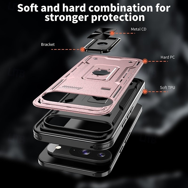 Phone Case For Google Pixel 9 Pro Pixel 9 Pro XL Pixel 9 Back Cover Ring Holder Magnetic Shockproof Retro TPU PC 2025 - $13.99 –P8