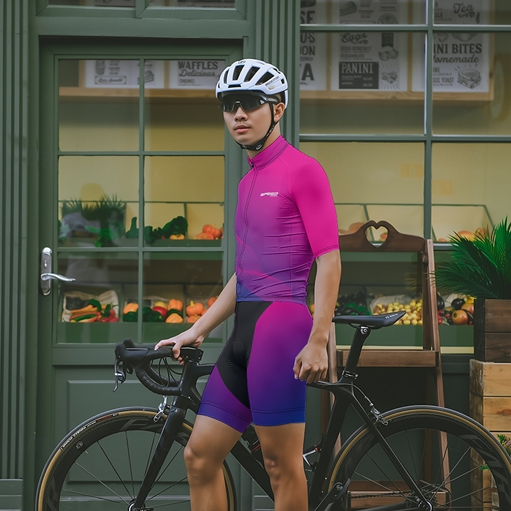 Męskie Koszulka rowerowa Krótki rękaw Rower Tee Tshirt Dżersej z 3 tylnymi kieszeniami Kolarstwo górskie Oddychający Szybkie wysychanie Anatomiczny kształt Odprowadzające wilgoć Burgundowy Granatowy 2025 - $28.99 –P7