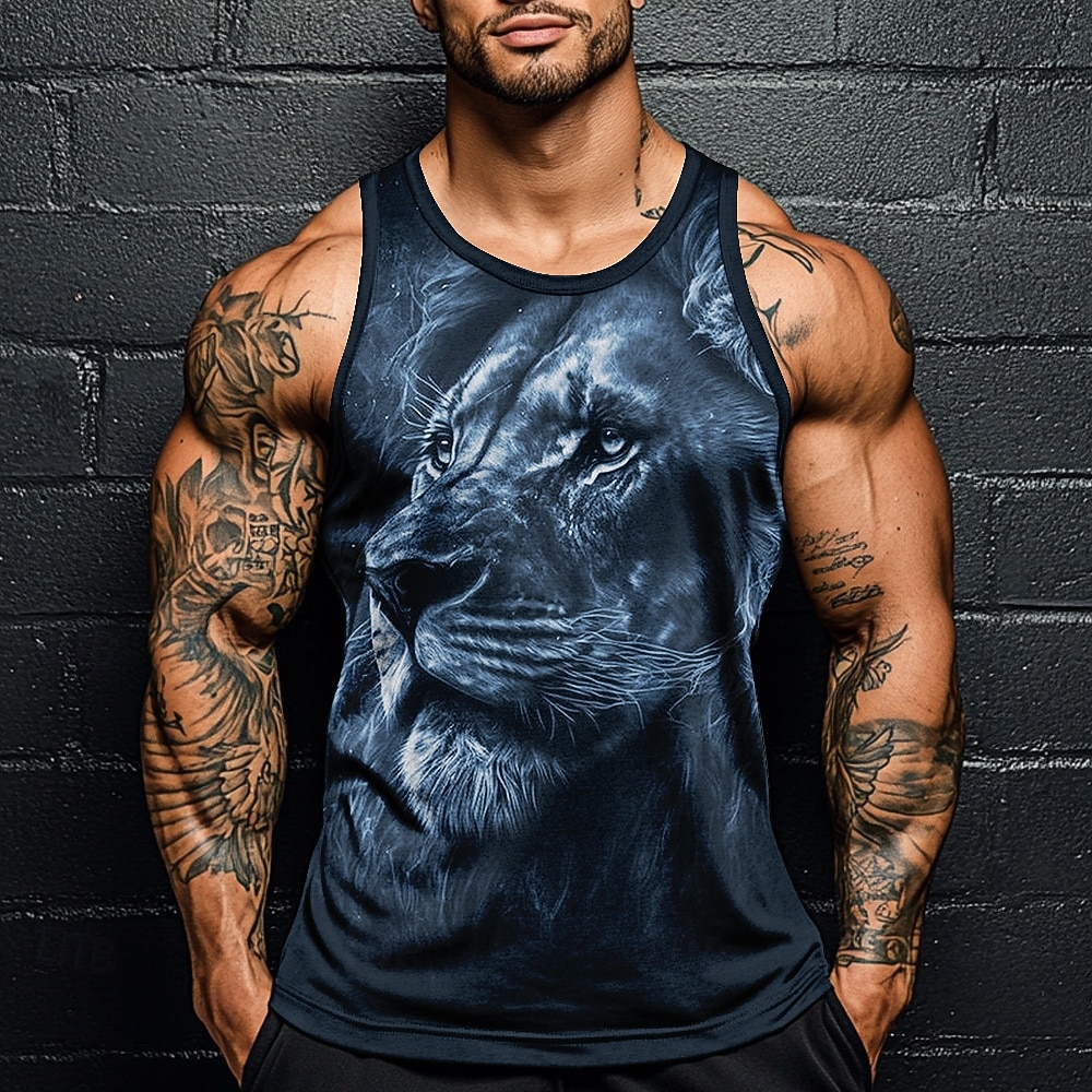 Homme Lion T-shirt Débardeur Sans manches T-shirt Impression 3D Col ras du cou Chemise Vacances Exagéré Occasionnel Fête Rouge Bleu Vert Été Printemps Vêtement Tenue S M L XL XXL XXXL de 2025 ? $15.49 –P1