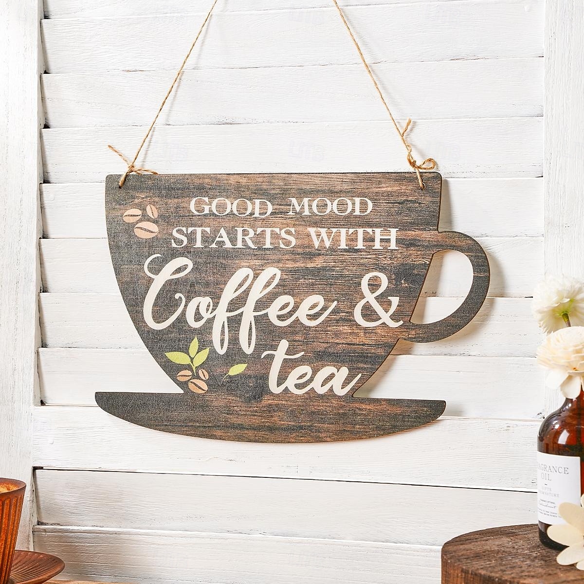dřevěná závěsná cedule na šálek kávy a čaje – lehká nástěnná dekorace, útulná vnitřní dřevěná cedule pro domácí, kavárnu, bar, obchod a restauraci 2026 - $7.49 –P2